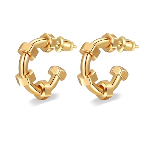Women Hoop Earrings Lightweight 18K Gold Plated Chunky Hoops Earring Daily Jewelry - style: Hoops 10