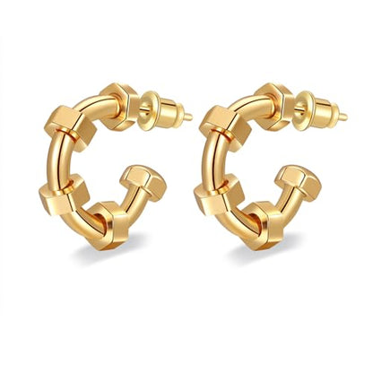 Women Hoop Earrings Lightweight 18K Gold Plated Chunky Hoops Earring Daily Jewelry - style: Hoops 10