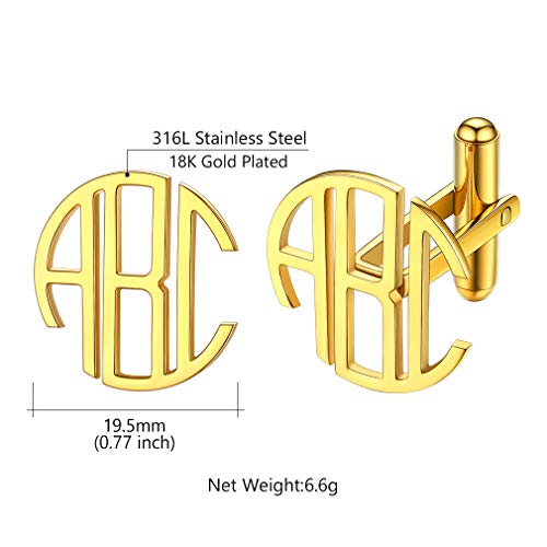 Custom4U Custom Photo Cufflinks for Men Father of the Bride Gifts - color: F-Monogram-Gold
