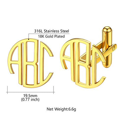 Custom4U Custom Photo Cufflinks for Men Father of the Bride Gifts - color: F-Monogram-Gold