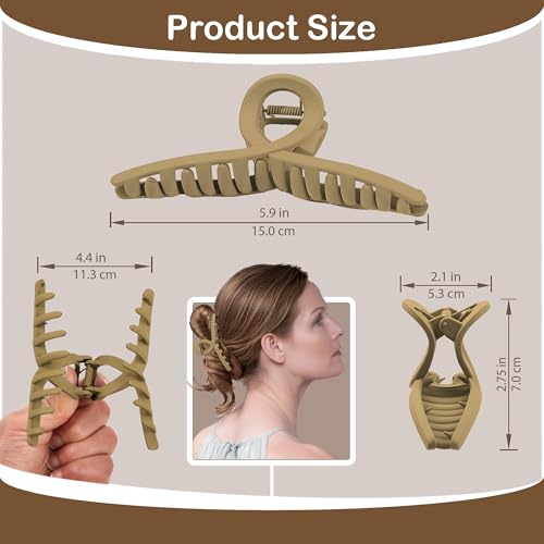 Extra Large Hair Claw Clips for Thick Hair, Big Non-Slip Claw Clips for Women, 4 Pack 5.9" Jelly & Matte Hair Clips for Long Hair (Oval-B 4pcs 5.9") - color: Oval-B 4pcs 5.9"