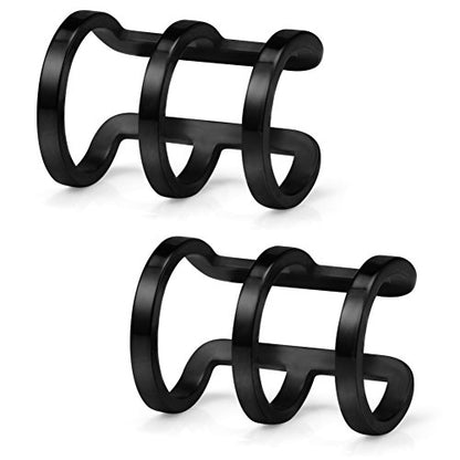 Stainless Steel Ear Cuff Non piercing Fake Clip-on Cartilage Earring Set Women Men 6pcs - color: 6PCS - Black