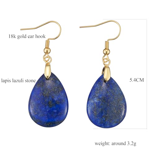 Boho Multiple Style Natural Stone Earrings for Women Unique Healing Gemstone Energy Hypoallergenic Lightweight Dangle Drop Earrings Multiple Styles Earrings Jewelry for Birthday Party Gift - style: Lapis Lazuli