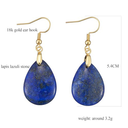 Boho Multiple Style Natural Stone Earrings for Women Unique Healing Gemstone Energy Hypoallergenic Lightweight Dangle Drop Earrings Multiple Styles Earrings Jewelry for Birthday Party Gift - style: Lapis Lazuli