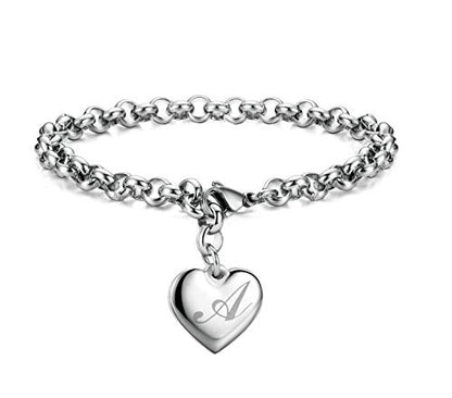 Monily Birthday Gifts for Women Initial Charm Bracelets for Women Letters Alphabet Heart Bracelet for Women - color: A: Heart