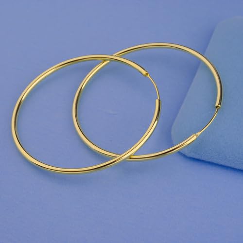 Chic 925 Sterling Silver Big Hoop Earrings Minimalist Round Circle Endless Large Huggie Hoops Statement Earrings 50/60/70/90mm Hypoallergenic Fashion Jewelry Gifts for Women Girls - style: 30mm Gold