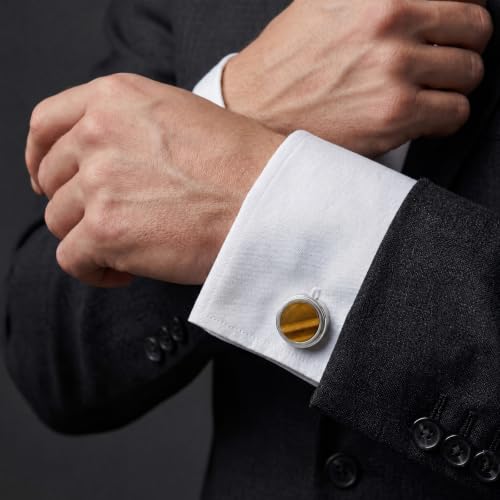 Cufflinks for Men, Stainless Steel Tuxedo Cuff Links Classic | Stainless Steel, 0.5 inch Lead-Free and Nickel-Free, groom Wedding Business Party, Gift for boyfriend Husband father - color: Yellow