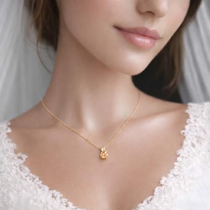 Mariell Cubic Zirconia Crystal Pendant Necklace for Women, 2 Carat 8mm CZ, for Brides, Wedding, Mother's Day Jewelry Gift - color: Gold-Gold Cubic Zirconia