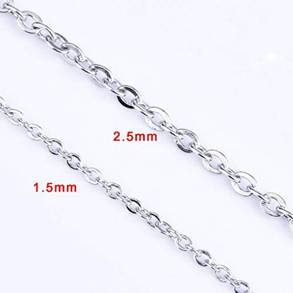 33 Feet Necklace Chains Stainless Steel DIY Link Chain Necklaces with 20 Lobster Clasps and 30 Jump Rings for Jewelry Making(1.5 mm Wide) - size: 1.5 mm Wide