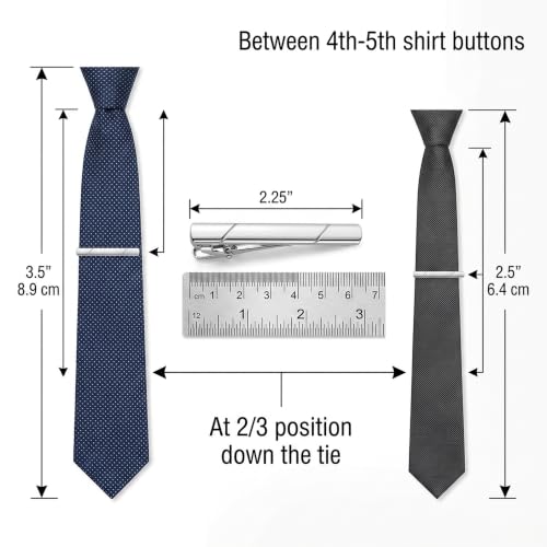 MOZETO Tie Clips for Men, Black Gold Blue Silver Tie Bar Set for Regular Ties, Luxury Box Gift Ideas