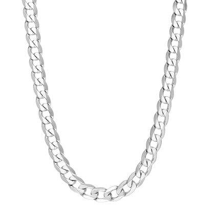 Monily Silver Chain for Men Stainless Steel Curb Chain Necklace Women - size: 16 Inches, style: 9 mm wide