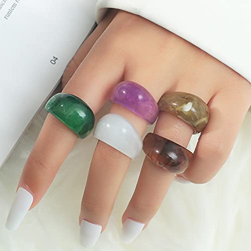 Acrylic Resin Plastic Imitation Jade Wedding Statement Cocktail Party Holiday Anniversary Ring - color: White