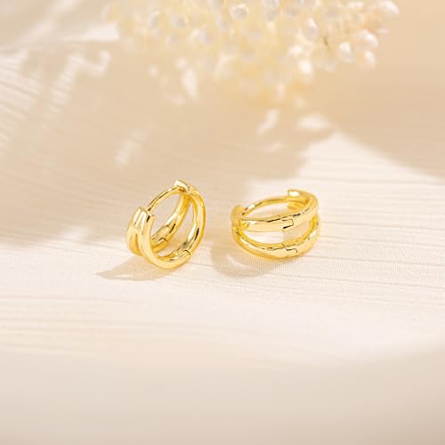 LLWOM Gold Huggie Earrings for Women-14k Gold/Silver/Rose/Black Plated Heart Hoop Earrings Hypoallergenic Lightweight Hoops Gifts - style: Split