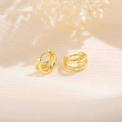 LLWOM Gold Huggie Earrings for Women-14k Gold/Silver/Rose/Black Plated Heart Hoop Earrings Hypoallergenic Lightweight Hoops Gifts - style: Split
