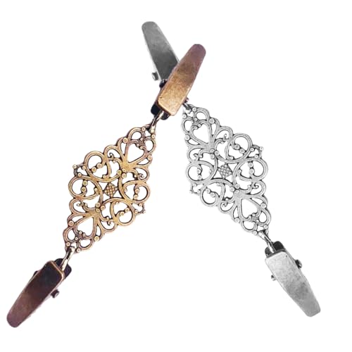 Baluue 2pcs Vintage Sweater Clips for Cardigans Retro Shawl Cardigan Collar Clips Silver Alloy Sturdy and Easy to Attach Brooch for Wedding and Proms