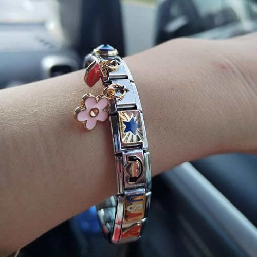 Birthstone Charms for Italian Charm Bracelet, 9mm, Birthday Gift - color: April