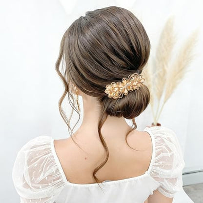 Large Gorgeous Rhinestone Hair Barrette for Women Ladies Flower Crystal Rhinestones Barrette Pearl Spring Hair Clip Hair Styling Lady Ponytail Retro Accessories for Daily present Mothers Day present