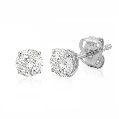 14k Gold Solitaire Round Cubic Zirconia Earrings Studs for Women & Men | Anti Tarnishing CZ Stud Earrings with 14k Gold Butterfly Pushbacks | 4MM-7.5MM by MAX + STONE - color: White Gold, size: 4 mm