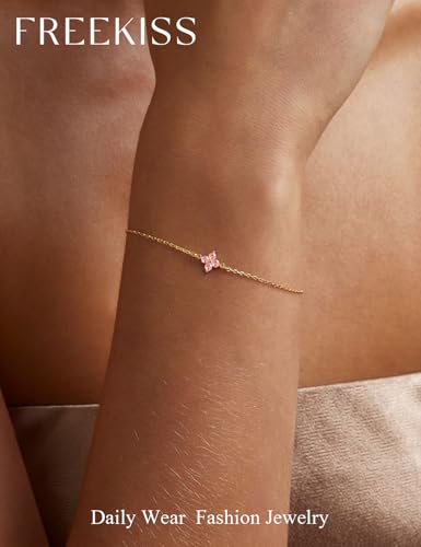 Freekiss Gold Stack Bracelets for Women | Dainty Thin Bracelet Set Trendy 14K Gold Plated Waterproof Bracelets for Women - style: 10 October Tourmaline - Hope