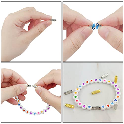 50 Pcs Brass Screw Twist Clasps for Jewelry Making - Barrel Clasp, Cord End Caps for DIY Bracelet and Necklace - Brass Barrel Tube Fastener, Jewelry End Tip Sets, Craft Supplies, Waist Beads