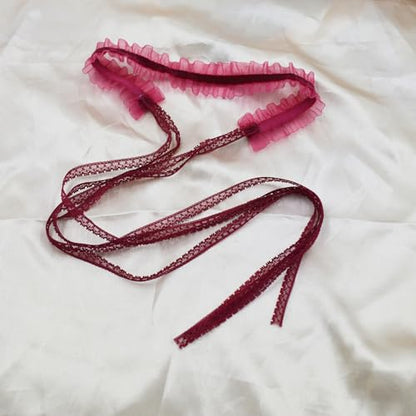 MOMOCAT Red Lace Tie Bow Stretchy Velvet Choker Necklace for Women Burgundy Ribbon Chokers Necklaces for Woman Gothic Cute Chockers 90s Chocker Jewelry Accessories for Women Girls