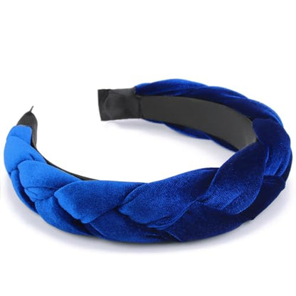 DRESHOW Braided Headbands for Women Velvet Hair Hoop Elastic Criss Cross Hair Bands Accessories - color: 01 Pc Velvet Braided: Sapphire Blue
