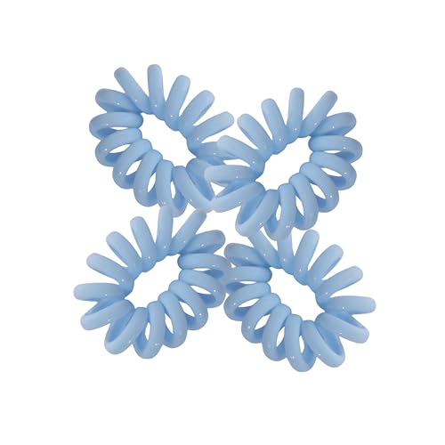 Jumbo Coil Pony Holder Hair Ties - Set of 4 (Light Blue) - color: Light Blue