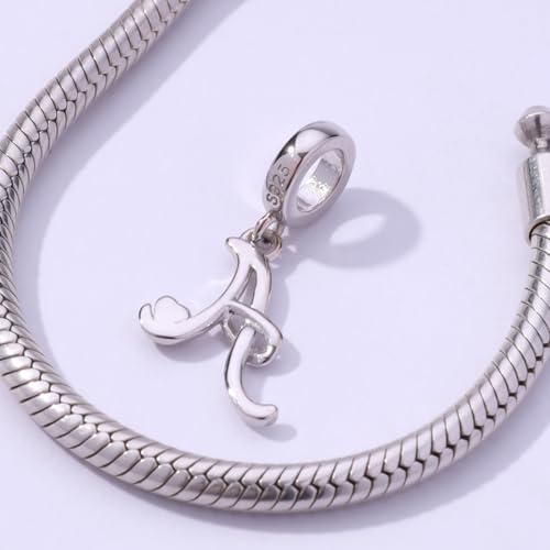 Letter Charms for Pandora Bracelets 925 Sterling Silver Alphabet Initial Charms Bead Jewelry Gift for Women - style: Initial A
