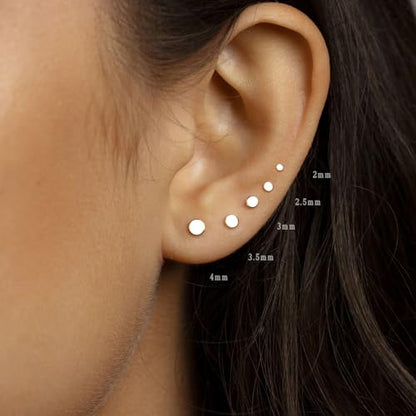 16G/18G/20G Tiny CZ Stud Earrings, Gold Flat Back Earrings, Threadless Cartilage Tragus Piercing Conch Stud Nose Helix Stud - color: Dot -Gold, size: 18 gauge (1.0mm post)