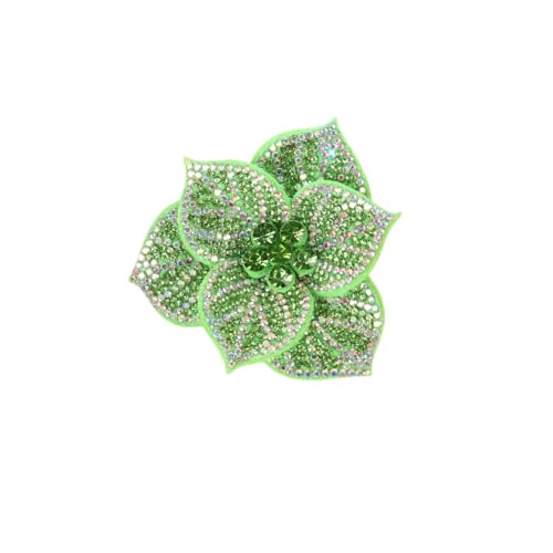 Rhinestone Flower Brooches Pins for Women Floral hair clips Elegant Crystal Lapel Pin Brooches for Dress Suit Hat Bag Brooche Pins for Clothes Accessories Christmas Parties Brooch Pin 2.75" - color: Green