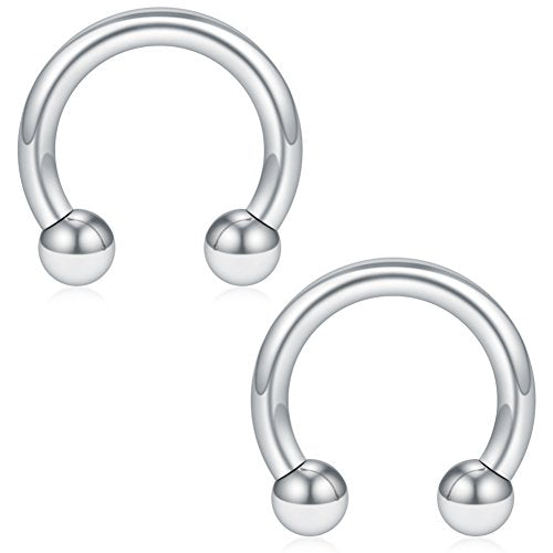 SCERRING 12PCS 10-14mm Stainless Steel Nose Horseshoe Hoop Rings Eyebrow Lip Ear Tragus Septum Piercing Hanger Retainer 16G 14G 12G - style: 12G - Inner Dia. 10mm