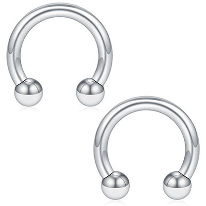 SCERRING 12PCS 10-14mm Stainless Steel Nose Horseshoe Hoop Rings Eyebrow Lip Ear Tragus Septum Piercing Hanger Retainer 16G 14G 12G - style: 12G - Inner Dia. 10mm