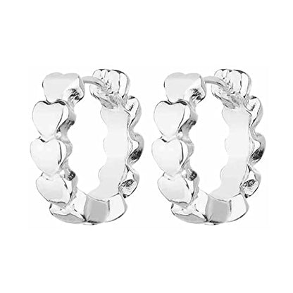 Wgoud 6 Pairs Chunky Gold Hoop Earrings for Women, 14K Gold Plated Hoop Earrings Hypoallergenic, Thick Lightweight Twisted Huggie Hoops Earring Set for Women’s Jewelry GIfts - color: 6 Silver Hoops set