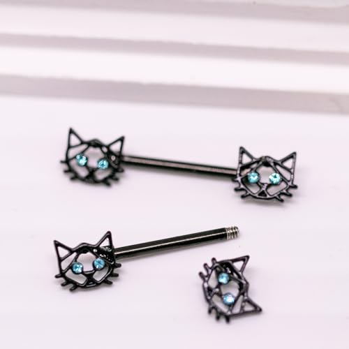 VERAMI 14G 16G Bat Devil Heart Nipple Rings Stainless Steel Heart Nipple Barbell Rings Tongue Rings Body Piercing for Women Men - color: STYLE-3
