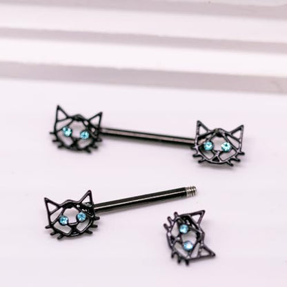VERAMI 14G 16G Bat Devil Heart Nipple Rings Stainless Steel Heart Nipple Barbell Rings Tongue Rings Body Piercing for Women Men - color: STYLE-3