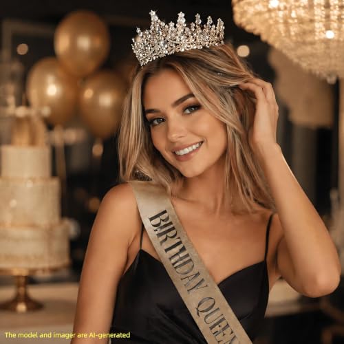 Tiaras and Crowns for Women Crystal Princess Tiaras Rhinestone Queen Crowns For Wedding Bridal Birthday Prom Pageant Party (Tiara 100) - color: Gold 2