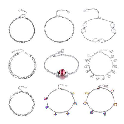 U7 Ankle Bracelets for Women Stainless Steel Waterproof Tarnish Resistant | 18K Gold Plated/Silver/Rose Gold Anklets, Cuban Chain Anklet Bracelets, Perfect for Summer Beach and Vacation Outfits - color: Stainless Steel-3mm-Wheat Chain