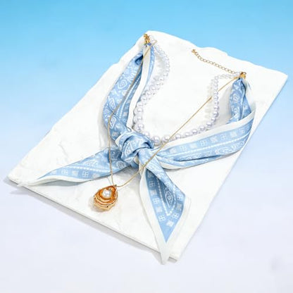 Shell Necklaces for Women Trend Boho Scarf Necklaces Ocean Mermaid Conch Seashell Necklace Summer Gold Fish Necklace Fashion Beach Jewelry - color: Scarf pearl shell necklace