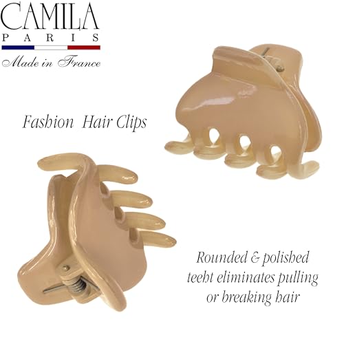Camila Paris CP3660 French Hair Clip for Women, Small 1 inch Set of 2 Girls Hair Claw Clips Jaw Fashion Durable and Styling Hair Accessories for Women, Strong Hold No Slip Grip, Made in France - color: Nude 1" 2PK