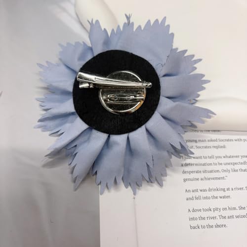 12cm Holiday Handmade Fabric Flower Brooch Pin for Women Girls Fashion Gold Thread Stripes Peony Brooches Lapel Hair Pins Dainty Anniversary Wedding Festival Dress Accessories Gift - color: Blue