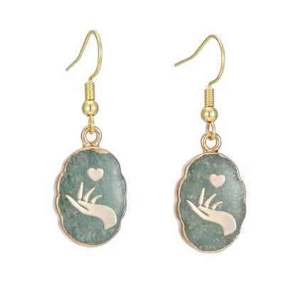 Boho Multiple Style Natural Stone Earrings for Women Unique Healing Gemstone Energy Hypoallergenic Lightweight Dangle Drop Earrings Multiple Styles Earrings Jewelry for Birthday Party Gift - style: Green Aventurine Handlove