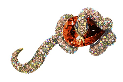 Retro Lizard Gecko Spider Animal Brooch Lapel Pin Dainty Rhinestone Crystal Brooch Costume Jewelry Accessories for Scarf Corsage - color: Snake with Big Crystals