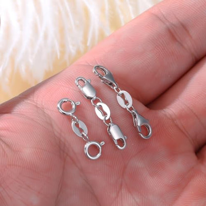 925 Sterling Silver Lobster Clasp for DIY Necklace Bracelet Jewelry Making, Double Spring Clasp with Closed Jump Rings, Necklace Extender Clasp Connector Bracelet Extension (Style 12) - style: Style 12