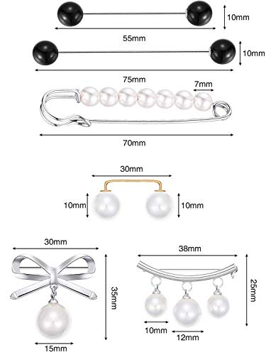 11 PCS Sweater Shawl Safety Pin Faux Pearl Brooch Pins Vintage Shirt Clips for Women