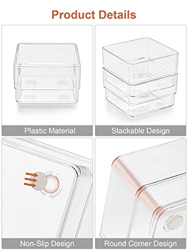 SMARTAKE 29 PCS Drawer Organizer, 4-Size Desk Bathroom Drawer Organizer | 4-Size Storage Tray with Non-Slip Silicone Pads for Makeup, Jewelries, Utensils in Bedroom Dresser, Office and Kitchen Clear - size: X Large