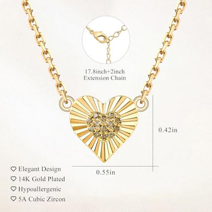 Gold Heart Birthstone Necklace for Women CZ Pendant Gift | Cubic Zirconia, Birth Stone, Gold Plated, Elegant, Jewelry, Gift, Birthday, Mother's Day, Anniversary, Christmas