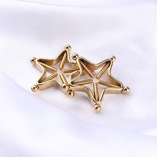 1 Pair Adults Non-Piercings Nipple Shield Adjustable Body Piercing Geometric Stars Nipple Clamp Ring Body Jewelry - color: #1 Gold