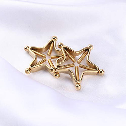 1 Pair Adults Non-Piercings Nipple Shield Adjustable Body Piercing Geometric Stars Nipple Clamp Ring Body Jewelry - color: #1 Gold