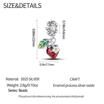 14K Gold Plated Charms for Bracelets Necklace Star Moon Cross Beads Woman | 925 Sterling Silver Charms Butterfly Cute Cat Dog Evil Eye Lucky Bracelet Beads Aesthetic Peandant Jewelry Gift for Mom - color: Fruit strawberry charm