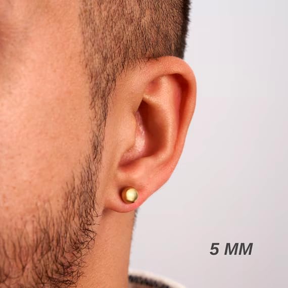 15 Pairs Surgical Steel Ball Stud Earrings Set | Fadeless, PVD Plating, Stainless Steel, Fadeless, Waterproof, High Polish, Hypoallergenic - color: Gold 15Pairs (2-6mm )